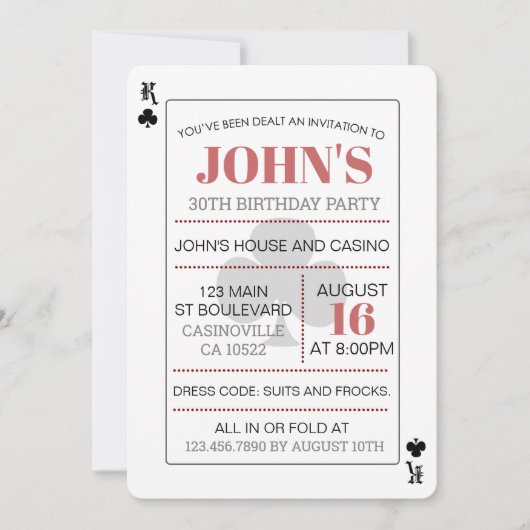 Carte de jeu King of Clubs Casino (Devant)