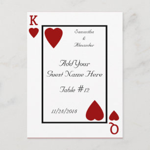 Carte de jeu King/Queen Table Place Cartes