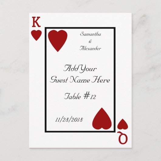 Carte de jeu King/Queen Table Place Cartes (Devant)
