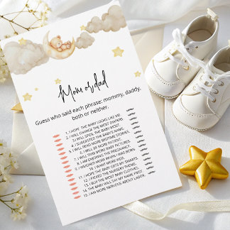 Carte de jeu Maman ou Papa - Baby shower perles