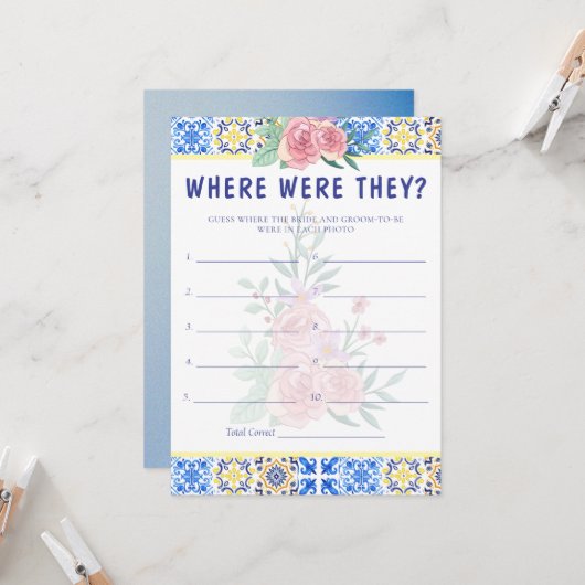 Carte de jeu Mamma Mia en Carrelage bleu italien (Devant/Arrière en situation)