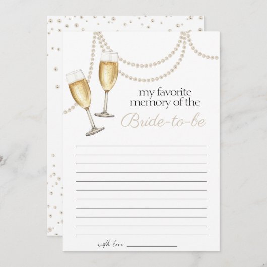 Carte de jeu Mariage de perles de mémoire préférée (Devant / Derrière)