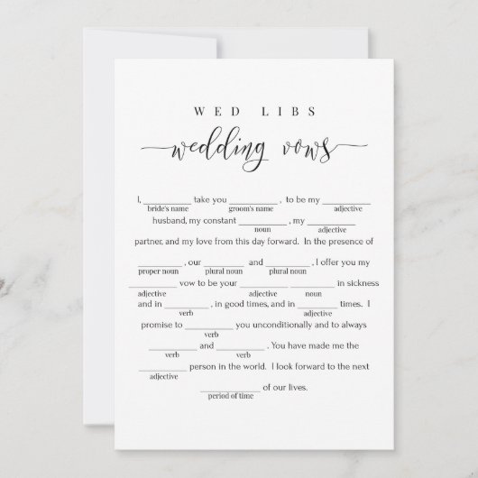 Carte de jeu mariage Vows Wed Libs (Devant)
