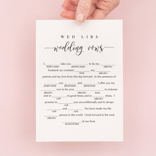Carte de jeu mariage Vows Wed Libs
