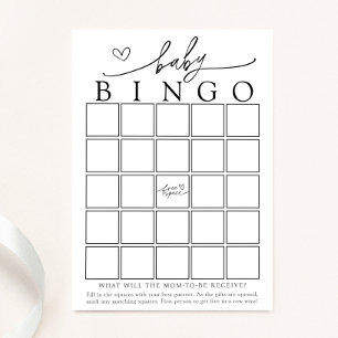 Carte de jeu minimaliste Baby shower Bingo