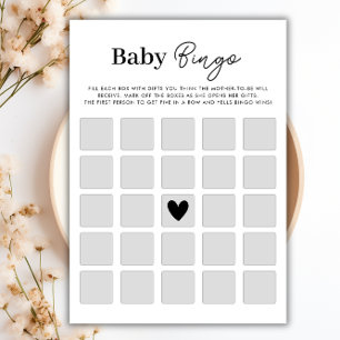 Carte de jeu minimaliste Baby shower de Bingo
