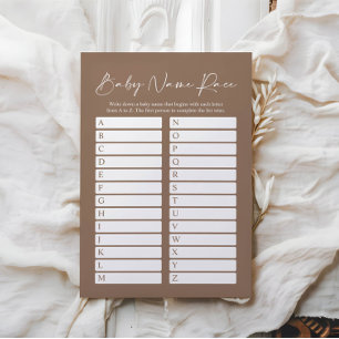 Carte de jeu minimaliste de Baby shower de course