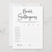 Carte de jeu Modern Bridal Shower Scattergories (Devant)