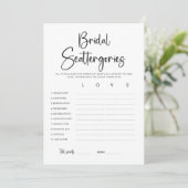 Carte de jeu Modern Bridal Shower Scattergories (Debout devant)