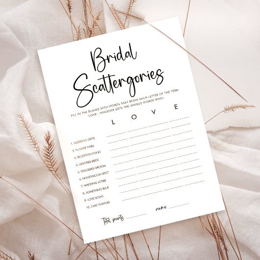 Carte de jeu Modern Bridal Shower Scattergories