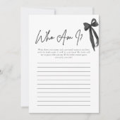 Carte de jeu moderne Black Bow Who Am I Fête des m (Devant)