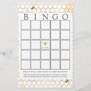 Carte de jeu moderne Golden Bee Baby Bingo