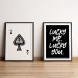 Carte de jeu moderne Lucky Ace Noir & Blanc<br><div class="desc">Carte de jeu moderne Lucky Ace Noir & Blanc</div>