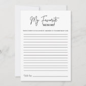 Carte de jeu moderne minimal Anniversaire Favori m (Devant)