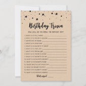 Carte de jeu modifiable pour l'anniversaire Trivia (Devant)