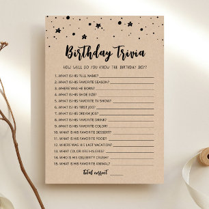 Carte de jeu modifiable pour l'anniversaire Trivia