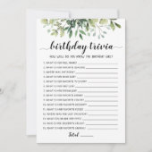 Carte de jeu modifiable pour l'anniversaire Trivia (Devant)