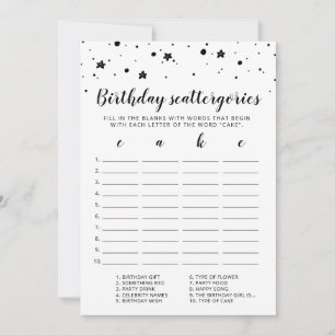 Carte de jeu modifiable pour Scattergories d'anniv