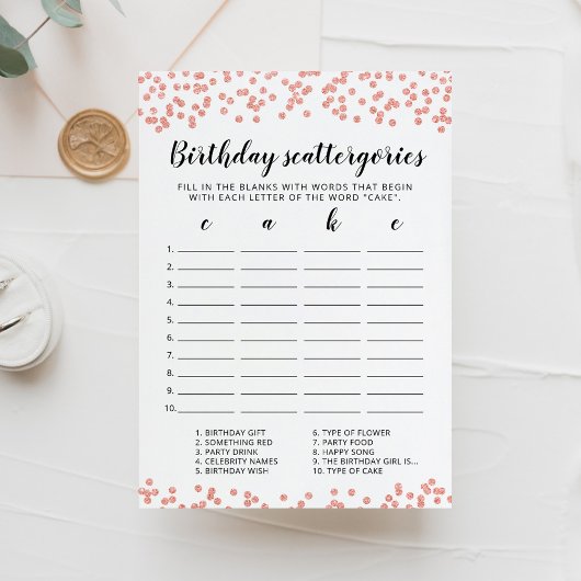Carte de jeu modifiable pour Scattergories d'anniv