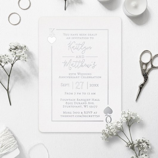 Carte de jeu Monogramme 25e anniversaire de Mariag