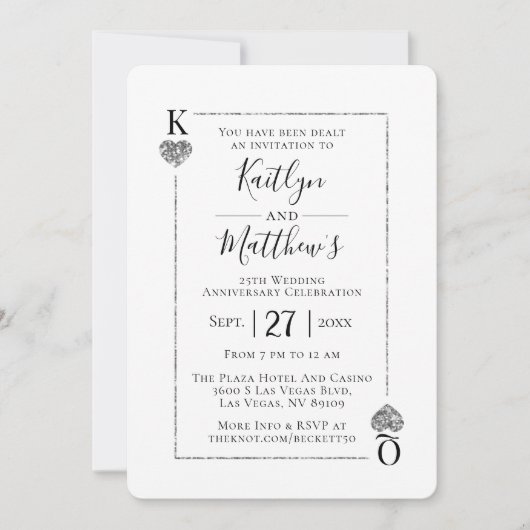 Carte de jeu Monogramme 25e anniversaire de Mariag (Devant)