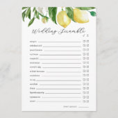 Carte de jeu Mot Fête des mariées citron (Devant)