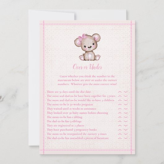 Carte de jeu Plus ou moins mignonne fille ours (Devant)