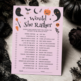 Carte de jeu pour Baby Shower à thème Halloween 'P