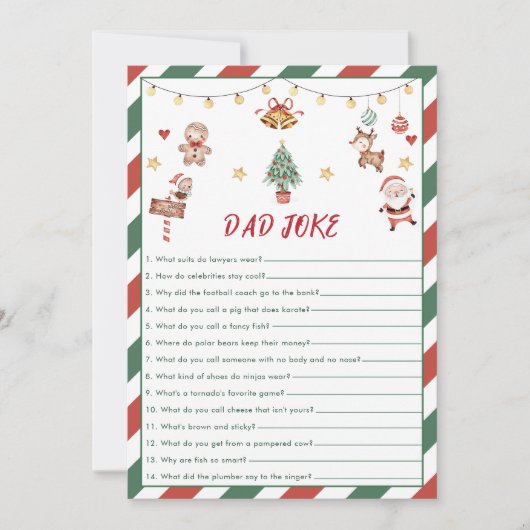 Carte de jeu pour Baby Shower avec blague de papa (Devant)