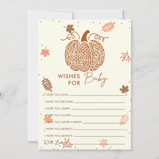 Carte de jeu pour Baby Shower avec vœux de citroui (Devant)