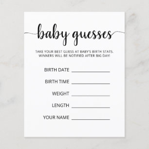 Carte de jeu pour Baby Shower : Bébé devine