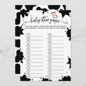 Carte de jeu pour Baby shower bébé Saint-Vache (Devant / Derrière)