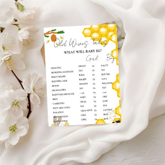 Carte de jeu pour Baby Shower Bumble Bee Old Wives