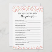 Carte de jeu pour Baby Shower : Connaissez-vous bi (Devant)