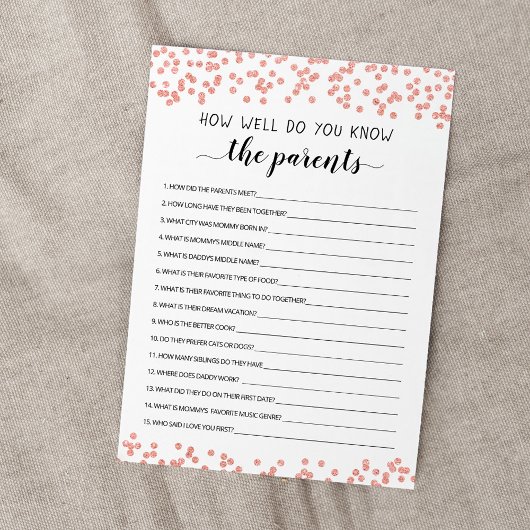 Carte de jeu pour Baby Shower : Connaissez-vous bi