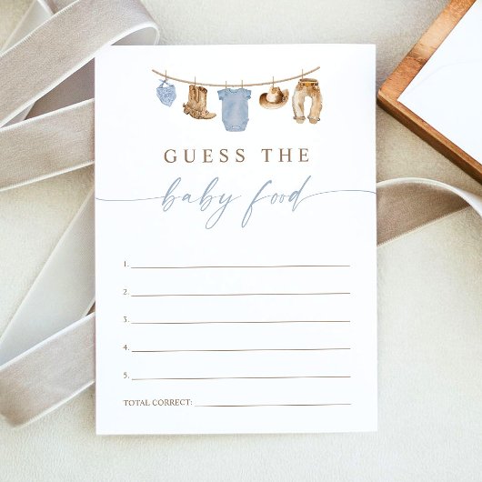 Carte de jeu pour Baby Shower de Nourriture pour B