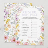 Carte de jeu pour baby shower : devinez le juste p (Devant / Derrière)