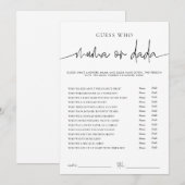 Carte de jeu pour Baby Shower EMERY Whimsi Mama ou (Devant / Derrière)