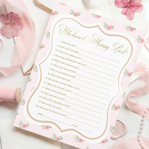 Carte de jeu pour Baby Shower Tea Party: Qui conna