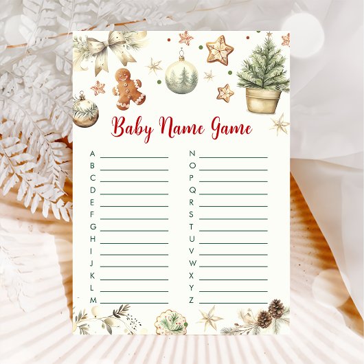 Carte de jeu pour bébé de Noël Baby Shower