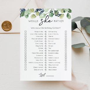 Carte de jeu pour fête d'anniversaire 'Would She R