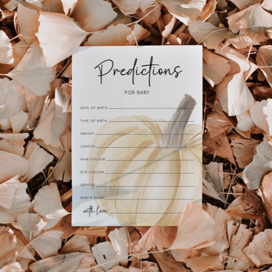Carte de jeu Prédictions de Baby shower d'automne