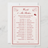 Carte de jeu 'Préférerait-elle' pour une fête de m (Devant)