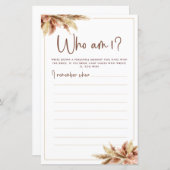 Carte de jeu Qui suis-je Herbe des Pampas Séchée (Devant / Derrière)