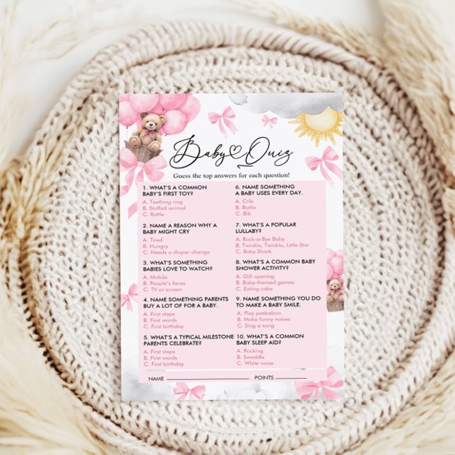 Carte de jeu Quiz baby shower (Créateur téléchargé)