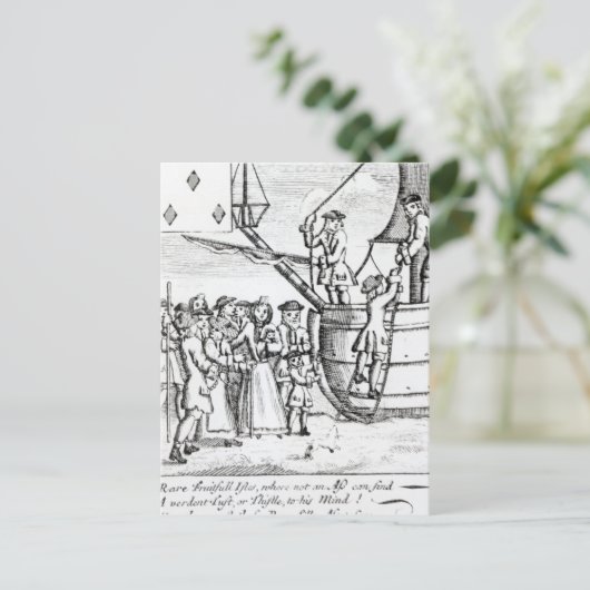 Carte de jeu représentant les immigrants arrivant (Debout devant)