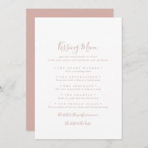 Carte de jeu rose Gold Mariage Kissing Menu