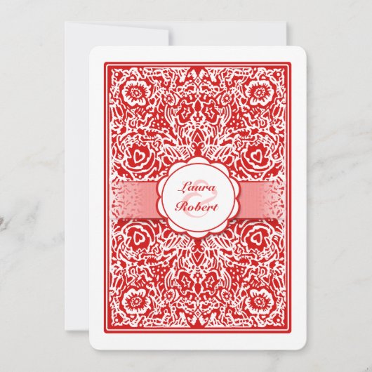 Carte de jeu rouge et blanc - Invitation de mariag (Devant)