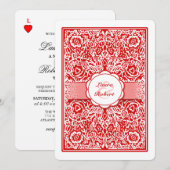 Carte de jeu rouge et blanc - Invitation de mariag (Devant / Derrière)