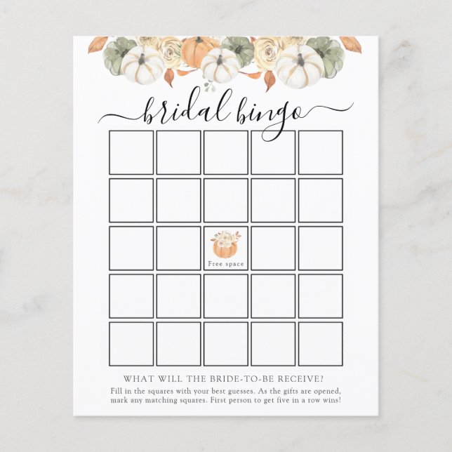 Carte de jeu Rustic Autumn Bride Bingo (Devant)